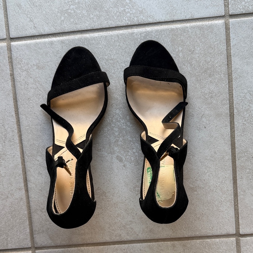 Adrienne Vittadini Black Strappy Heels